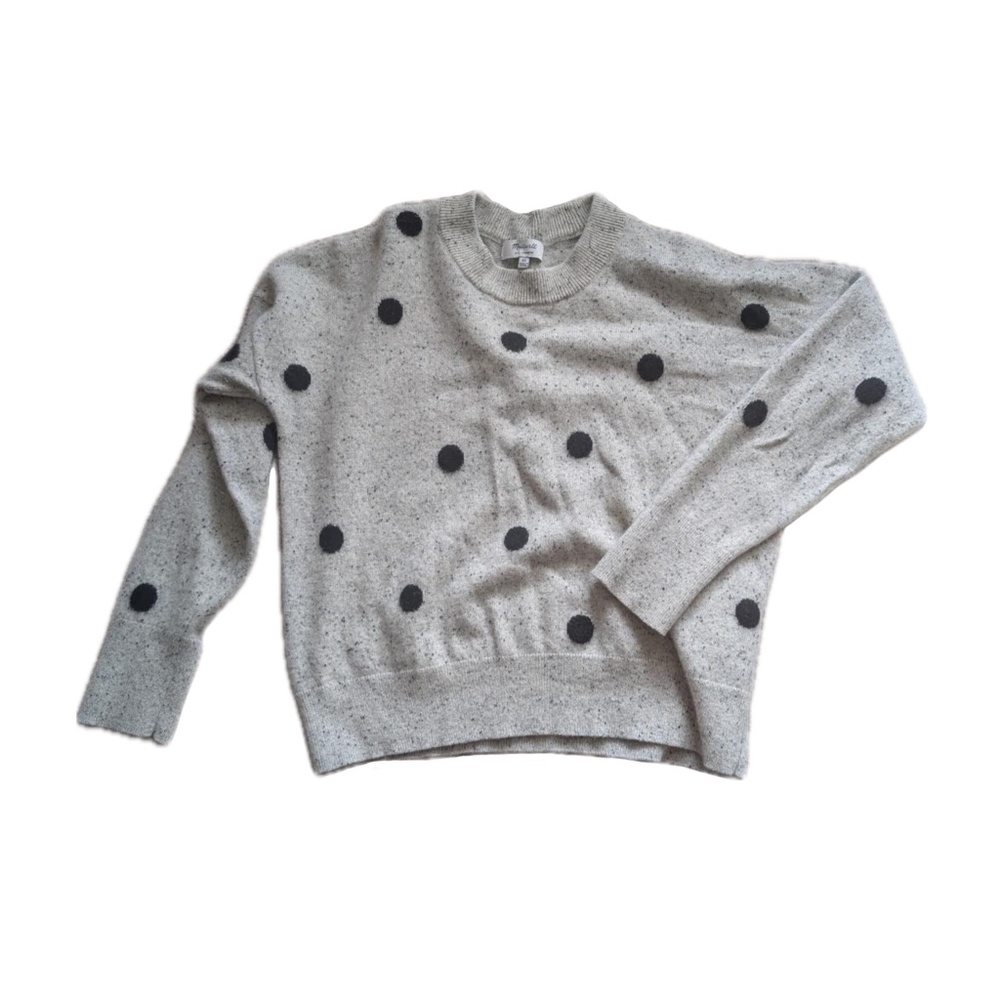 madewell soft grey gray polka dot cashmere sweater xs